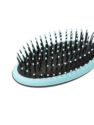 Щетка Dewal Beauty серия "Дуэт" с нейлоновым штифтом, овальная, голубая с черным