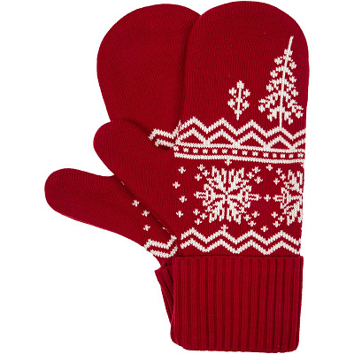 Варежки Elnik, серые с молочно-белым (Красный)