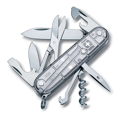 Нож перочинный VICTORINOX Climber, 91 мм, 14 функций,  полупрозрачный серебристый (Серебристый)