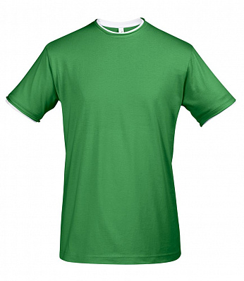 Футболка мужская с контрастной отделкой Madison 170 /белый (Ярко-зеленый)