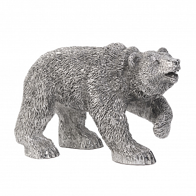 Статуэтка "Медведь", посеребрение, h 11 см  (Серебристый)