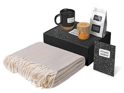Подарочный набор Re:y. Nest с пледом, кружкой и вареньем (Чёрный)