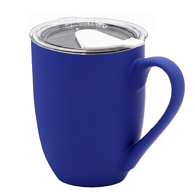 Кружка с крышкой Velvet Duo, софт-тач, тёмно-синяя/белая (Темно-синий/белый) Кружка с крышкой Velvet Duo, софт-тач, тёмно-синяя/белая (Темно-синий/белый)