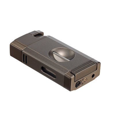 Зажигалка S.Quire газовая, турбо, с гильотиной для сигар, двойное пламя, графит