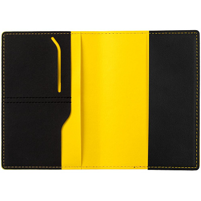 Обложка для паспорта Multimo, черная с желтым (Желтый)
