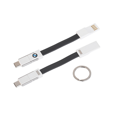 Брелок-кабель-трансформер 3-в-1, белый