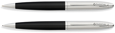Набор FranklinCovey Lexington: шариковая ручка и карандаш 0.9мм. Цвет - черный + хромовый. (Серебристый)