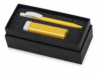 Подарочный набор White top с ручкой и зарядным устройством (Желтый/белый)