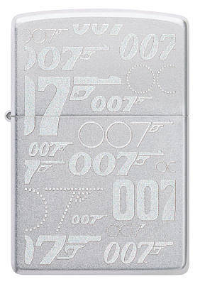 Зажигалка ZIPPO James Bond™ с покрытием Satin Chrome, латунь/сталь, серебристая, 38x13x57 мм