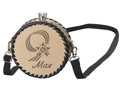 Фляга в кожаном чехле, 500 мл