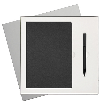 Подарочный набор Moon river, черный (ежедневник, ручка) (Черный, серый)