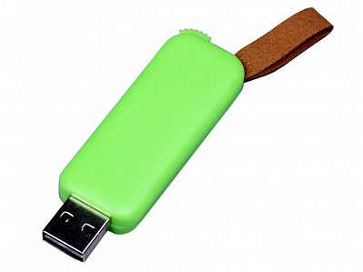 USB 3.0- флешка промо на 32 Гб прямоугольной формы, выдвижной механизм (Зеленый)