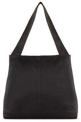 Сумка через плечо KLONDIKE RUSH «Katrina», натуральная кожа в темно-коричневом цвете, 43х31,5х12 см (Коричневый)