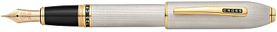 Перьевая ручка Cross Peerless 125. Цвет - платиновый/позолота, перо - золото 18К/родий (Серебристый)