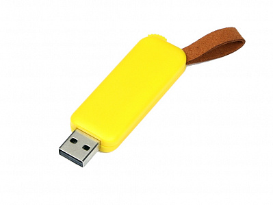 USB 2.0- флешка промо на 16 Гб прямоугольной формы, выдвижной механизм (Желтый)