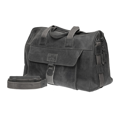 Сумка дорожная KLONDIKE Native, натуральная кожа в черном цвете, 52 х 25 х 35 см