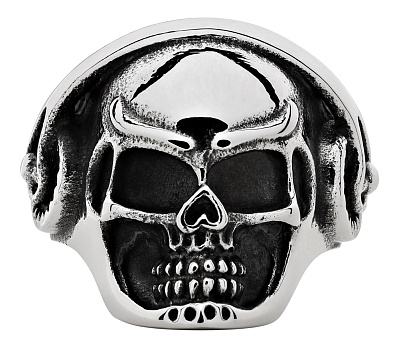 Кольцо ZIPPO, серебристое, в форме черепа, нержавеющая сталь, 2,5x2,6x0,6 см,  диаметр 19,7 мм (Серебристый)