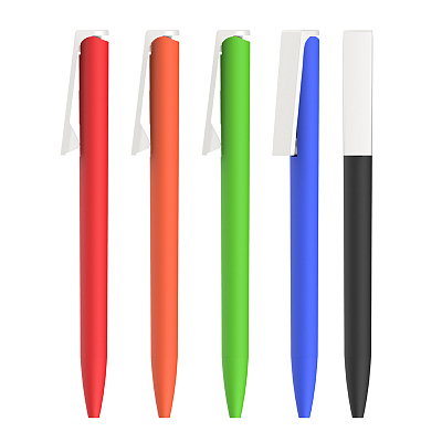 Ручка шариковая "Clive", покрытие soft touch, оранжевый с белым