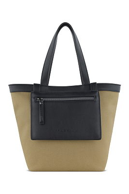 Сумка-тоут женская маленькая BUGATTI Elena, песочная, канвас, полиуретан, 33 x 15,5 x 24 см