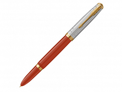 Ручка перьевая Parker 51 Premium, F/M (Красный, серебристый, золотистый)