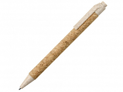 Ручка из пробки и переработанной пшеницы шариковая Evora (Коричневый/бежевый)