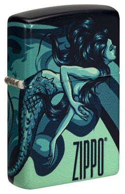 Зажигалка ZIPPO Mermaid Design с покрытием 540 Matte, латунь/сталь, черная, матовая, 38x13x57 мм (Черный)