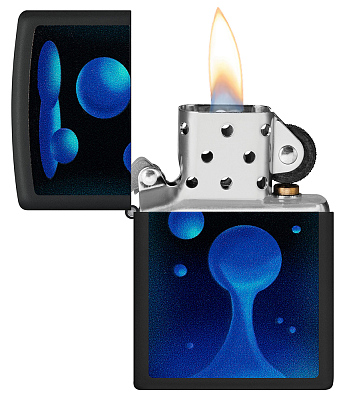 Зажигалка ZIPPO Lava Lamp с покрытием Black Light, латунь/сталь, черная,матовая 38x13x57 мм