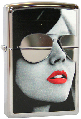 Зажигалка ZIPPO Gold Design с покрытием High Polish Chrome, латунь/сталь, серебристая, 38x13x57 мм