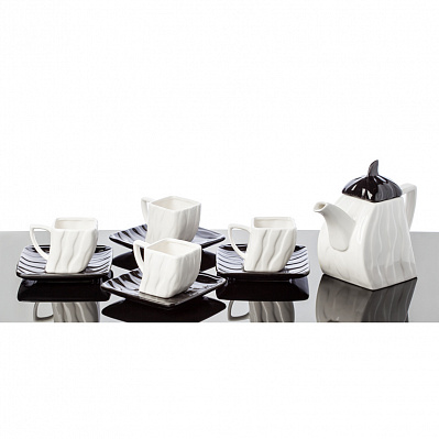Набор чайный на 4 персоны "Соната"  (Белый/черный)