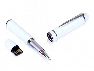 USB 2.0- флешка на 64 Гб в виде ручки с мини чипом (Белый)