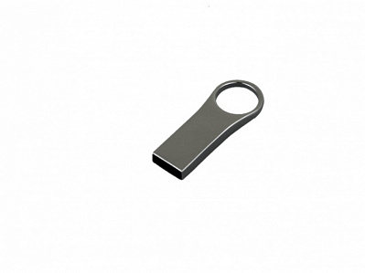 USB 2.0- флешка на 16 Гб с мини чипом, компактный дизайн с большим круглым отверстием (Серебристый)