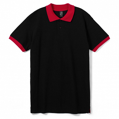 Рубашка поло Prince 190, черная с красным (Красный)