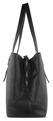 Сумка женская BUGATTI Bella, чёрная, воловья кожа/полиэстер, 33х14х25 см