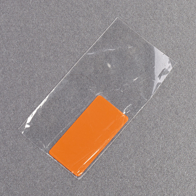 Шильд металлический, покрытие soft touch, подложка хром, оранжевый