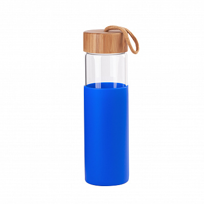 Бутылка для воды "Wellness" 600 мл в силиконовом чехле  (Синий)