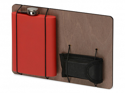 Подарочный набор с флягой и мультитулом Путешественник (Красный, черный, коричневый)