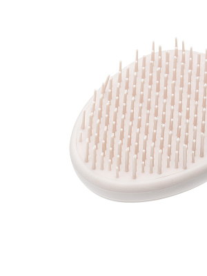Щетка массажная Dewal Beauty серия"Прованс"с  пластиковым штифтом, овальная, пудровая