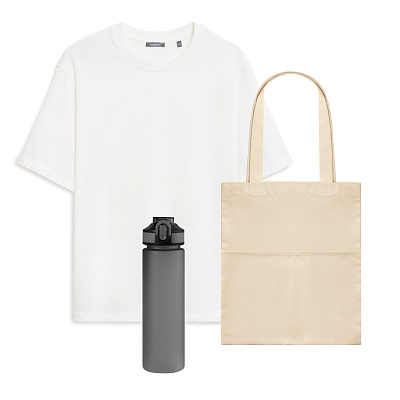 Набор с одеждой RUST (футболка, бутылка, шоппер), белый/серый, M/L (Белый, серый)