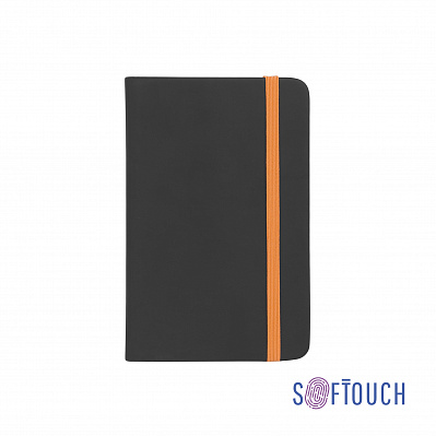 Блокнот "Бергамо", покрытие soft touch, формат А6, черный/оранжевый#  (Черный с оранжевым)