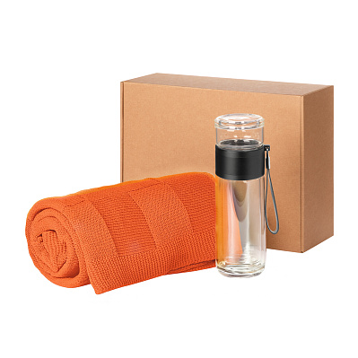 Подарочный набор Terso, Cella  (плед, термобутылка) (Оранжевый)