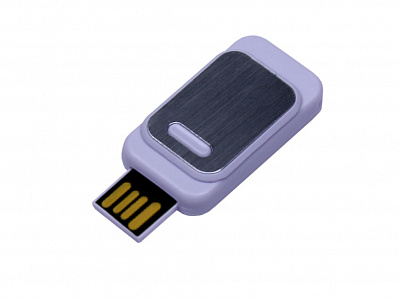 USB 2.0- флешка промо на 32 Гб прямоугольной формы, выдвижной механизм (Белый)