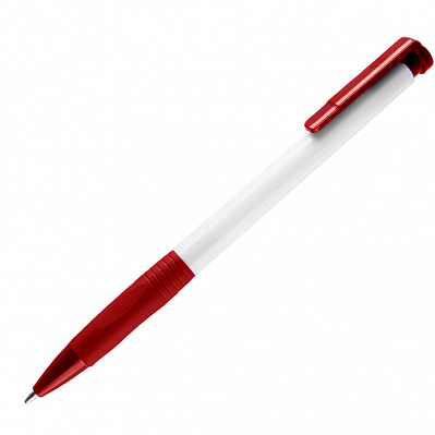 N13, ручка шариковая с грипом, пластик  (Белый, красный)