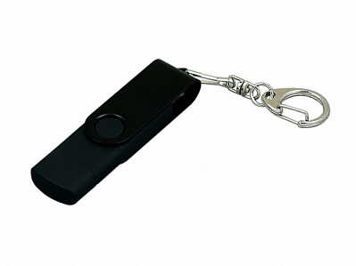 USB 2.0- флешка на 16 Гб с поворотным механизмом и дополнительным разъемом Micro USB (Черный)