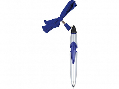 Ручка шариковая на шнуре Санрайз (Серебристый/синий/черный)