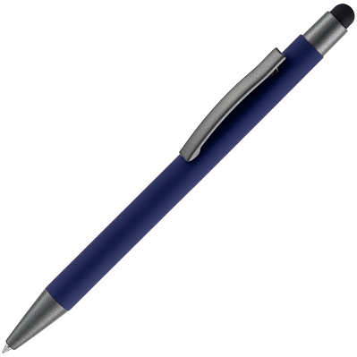 Ручка шариковая Atento Soft Touch со стилусом, темно-синяя (Темно-синий)