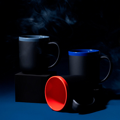 Кружка Barrel, софт-тач, чёрно-синяя