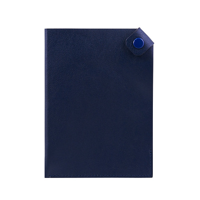 Чехол для паспорта PURE 140*100 мм., застежка на кнопке, натуральная кожа (фактурная)  (Синий)