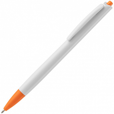 Ручка шариковая Tick, белая с оранжевым (Оранжевый)