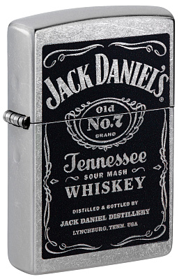 Зажигалка ZIPPO Jack Daniels® с покрытием Street Chrome, латунь/сталь, серебристая, 38x13x57мм (Серебристый)