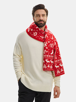 Шарф Holidale, красный с молочным